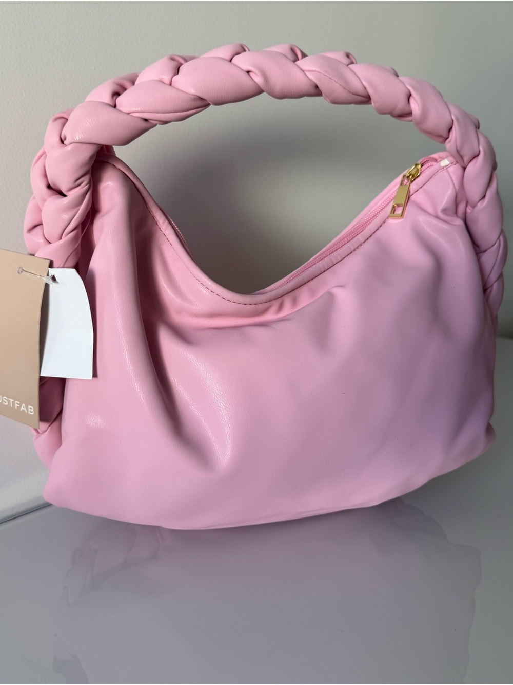 Just fab Bee Pink Braided Handle Shoulder Bag